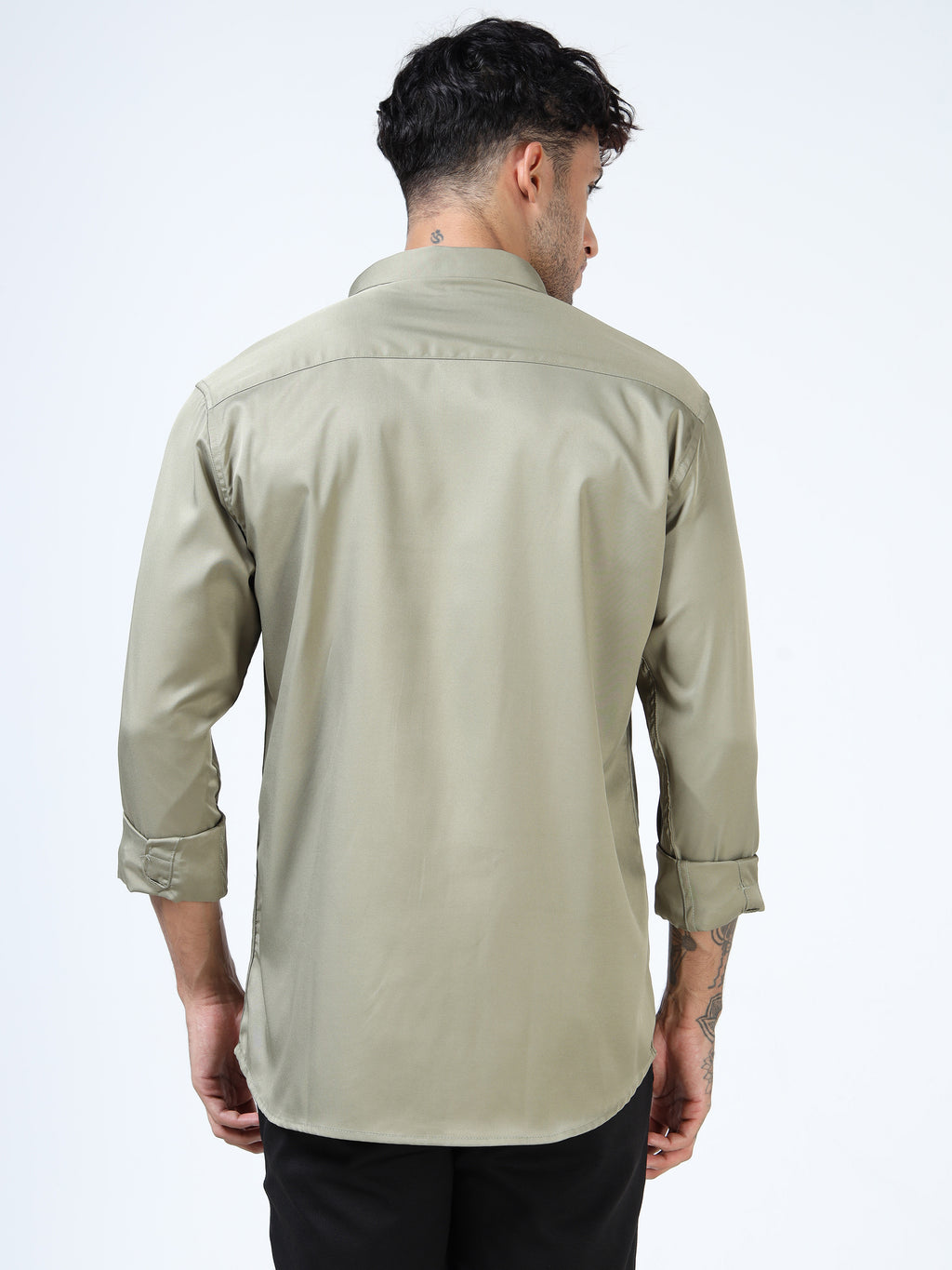 Olive Luxe Satin Shirt