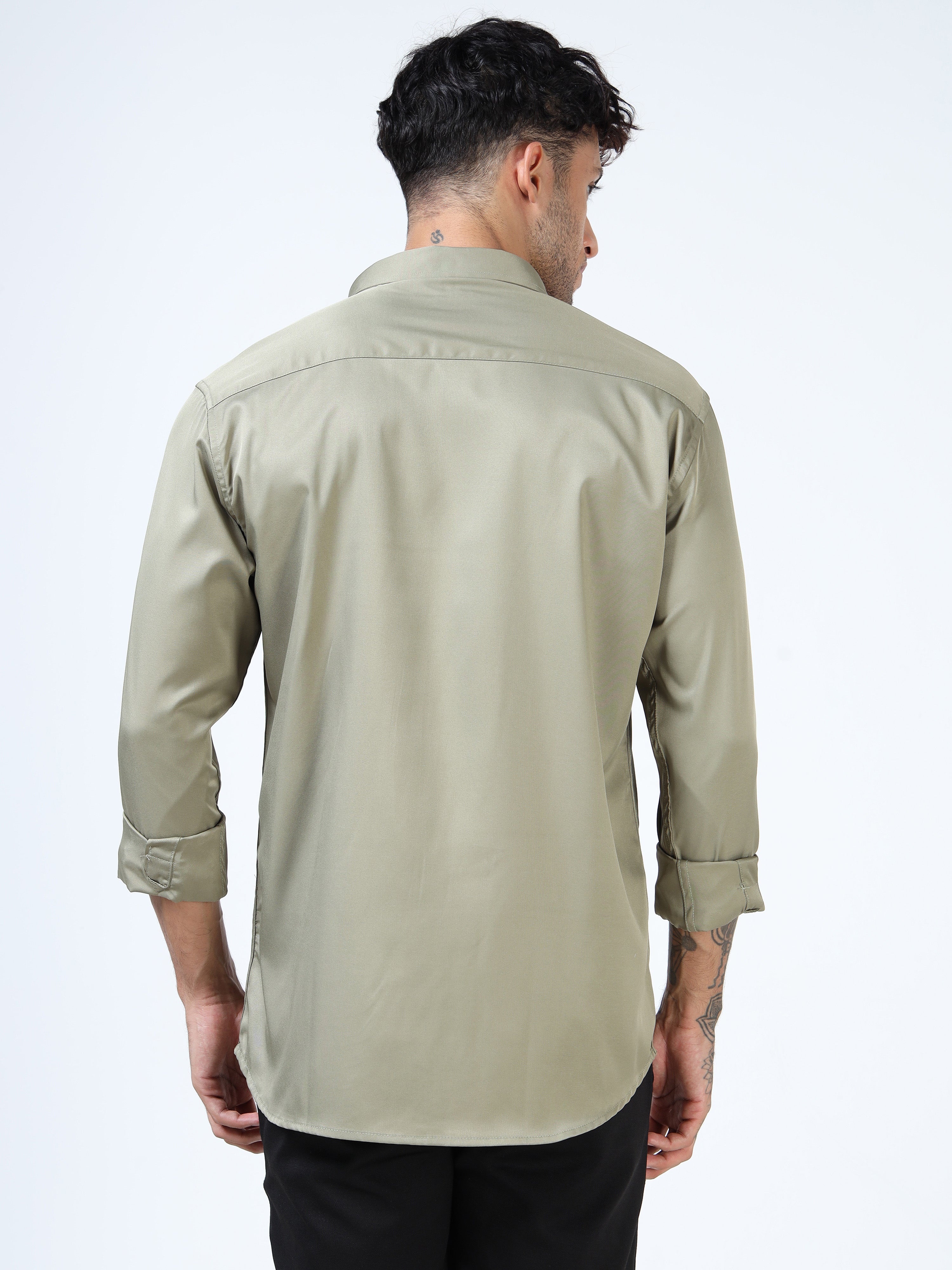 Olive Luxe Satin Shirt