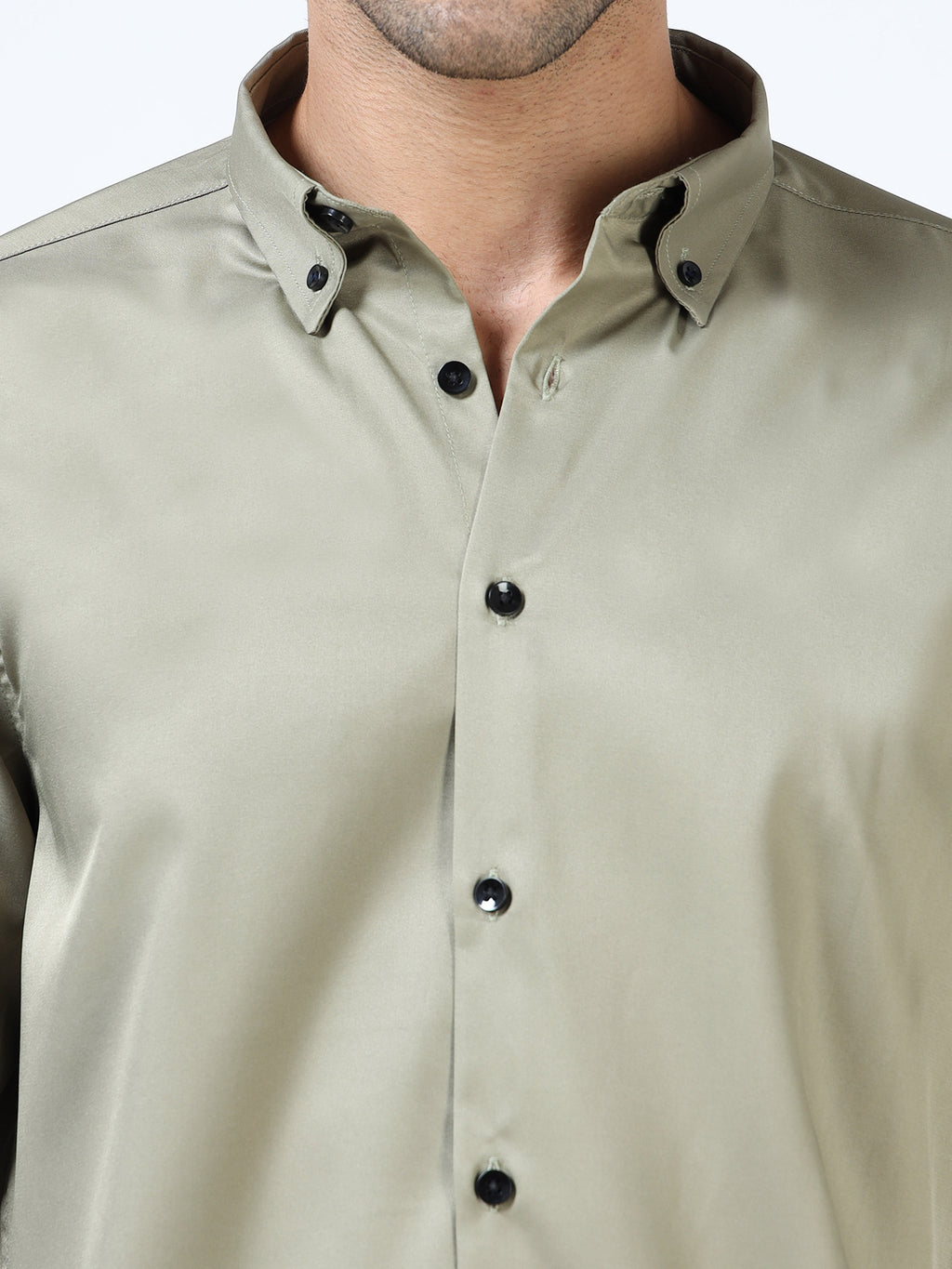 Olive Luxe Satin Shirt