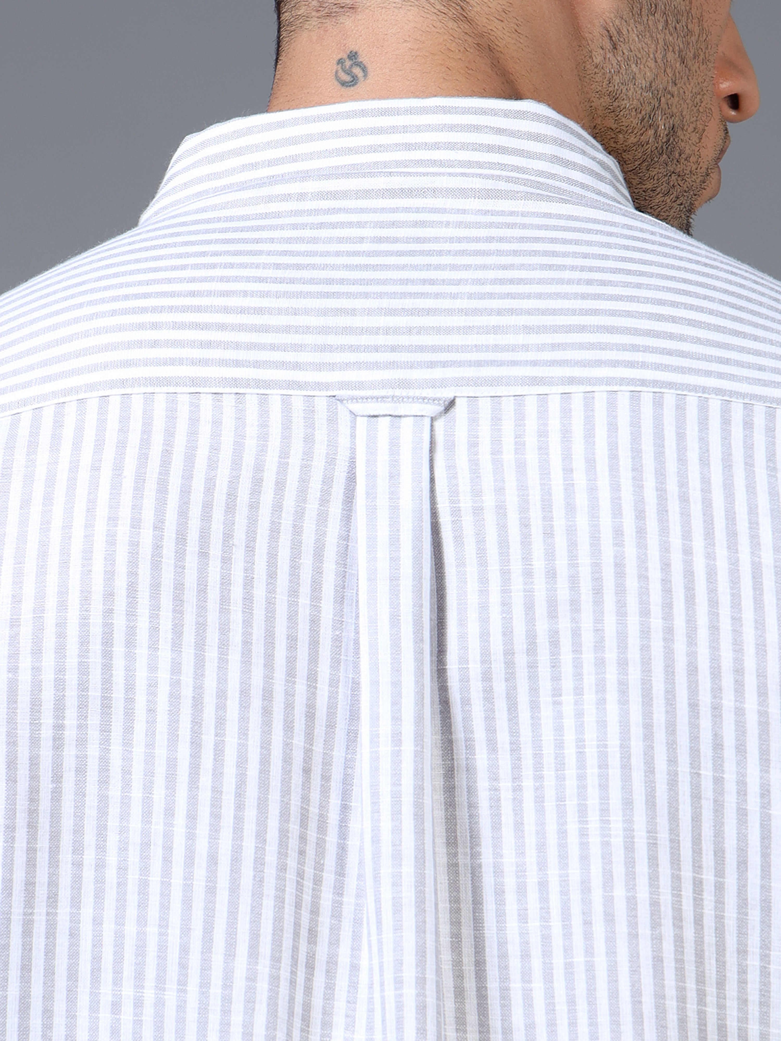 White & Light Black Striped Linen-Cotton Shirt